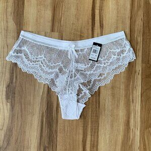 Frederick's of Hollywood Panty Womens 1X Caroline Boyshort Lace White Silver